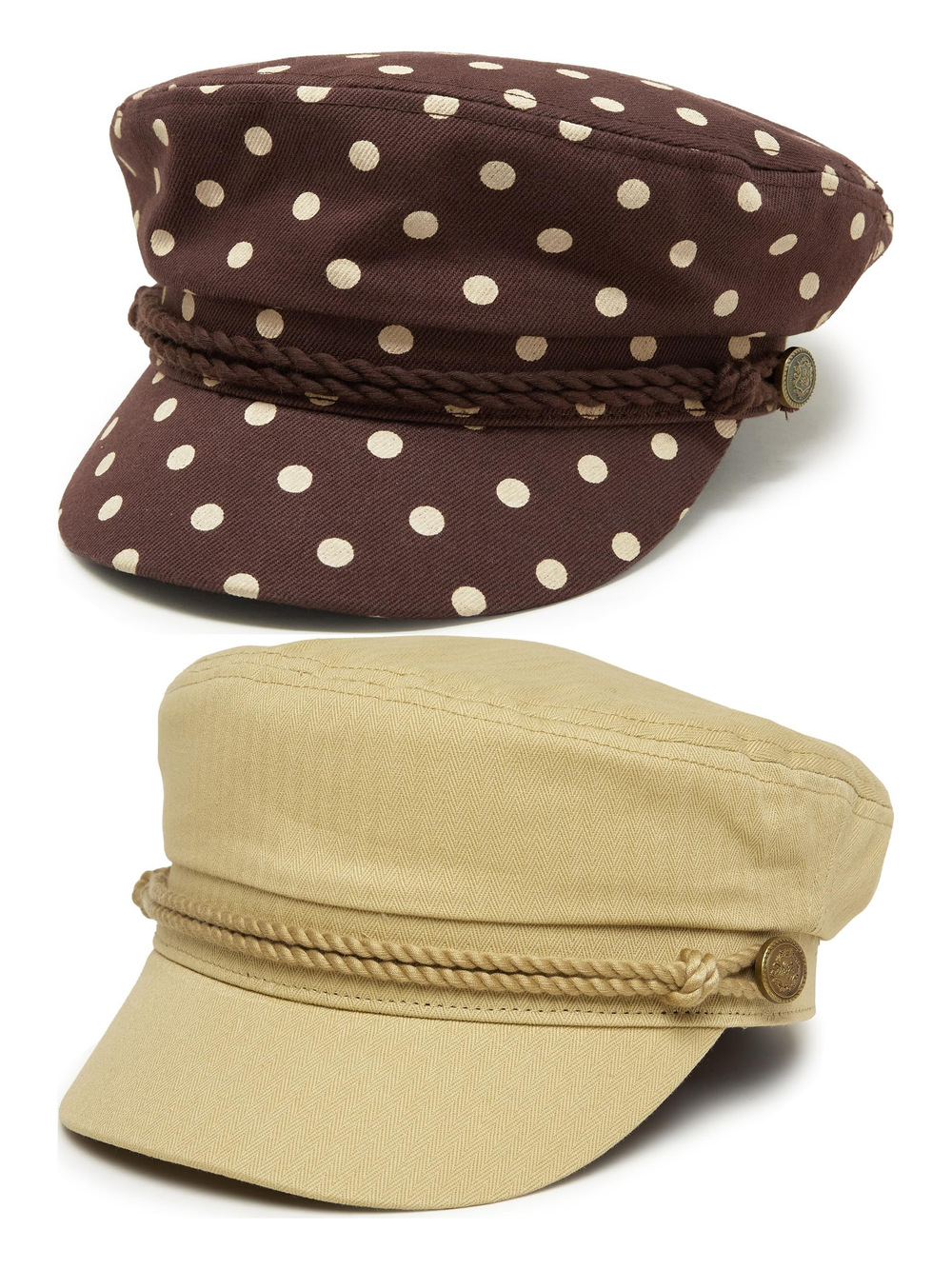 Greek Fisherman Newsboy Cap, Cotton Captains Bakerboy Hat | Brown, Tan | Size OS